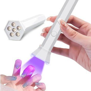 Портативна LED+UV лампа-ліхтарик для манікюру з підставкою YZ04, 18 Вт Білий