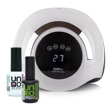 Набор для маникюра и педикюра для начинающих: лампа LED+UV Sun ВQ-5Т 120 Вт, база и топ для маникюра Lilly Beaute