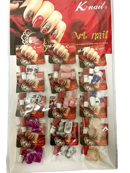 Цветные накладные ногти K&middot;Nail с рисунком, упаковка 12 штук (арт. KP8003, ногти с клеем для ногтей)