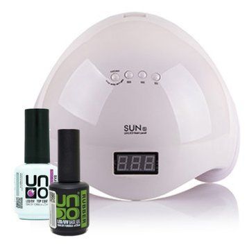 Стартовый набор для начинающих маникюра: лампа Sun 5 48 Вт UV+LED, база и топ